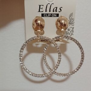 Ellas Gold and Silver Clip-On Hoop Earrings